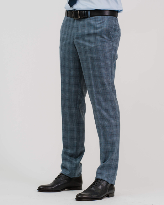 'СВЕТЛО СИН ВТАЛЕН КАРИРАН КОСТЮМ