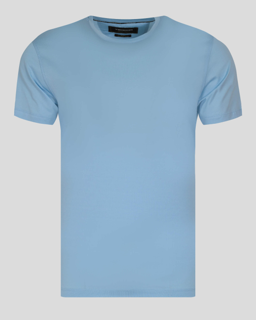 'СВЕТЛО СИНЯ ТЕНИСКА ОТ ДВОЙНО МЕРСЕРИЗИРАН ПАМУК С МЕТАЛНО ЛОГО