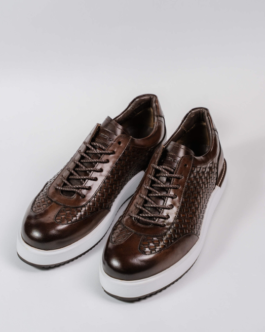 'КАФЯВИ КОМБИНИРАНИ КЕЦОВЕ ОТ ПЛЕТЕНА И ГЛАДКА КОЖА