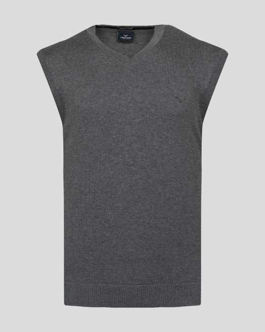 'ТЪМНО СИВ ПУЛОВЕР БЕЗ РЪКАВИ ОТ PREMIUM ПАМУК