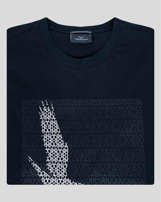 'ТЪМНО СИНЯ ТЕНИСКА ОТ PREMIUM ПАМУК С РЕЛЕФЕН ПРИНТ