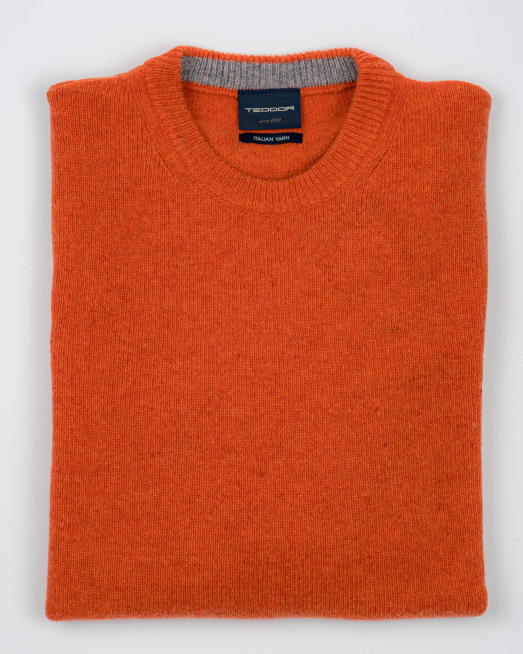 'ОРАНЖЕВ ВЪЛНЕН ПУЛОВЕР С ОБЛО ДЕКОЛТЕ