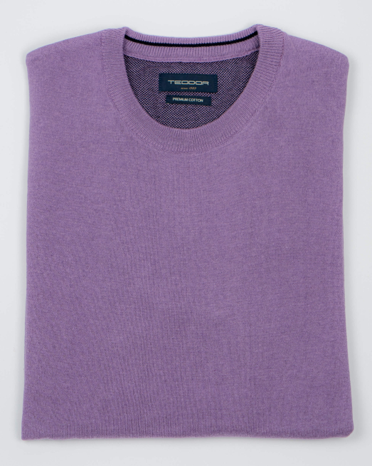 'БАЗОВ ПАМУЧЕН ПУЛОВЕР В ЦВЯТ ЛИЛА