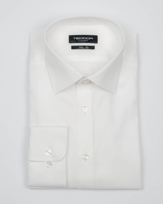 'КЛАСИЧЕСКА БЯЛА РИЗА ОТ САТЕНИРАН ПАМУК