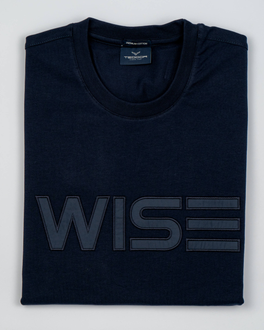 'ТЪМНО СИНЯ БЛУЗА С АПЛИКАЦИЯ WISE 