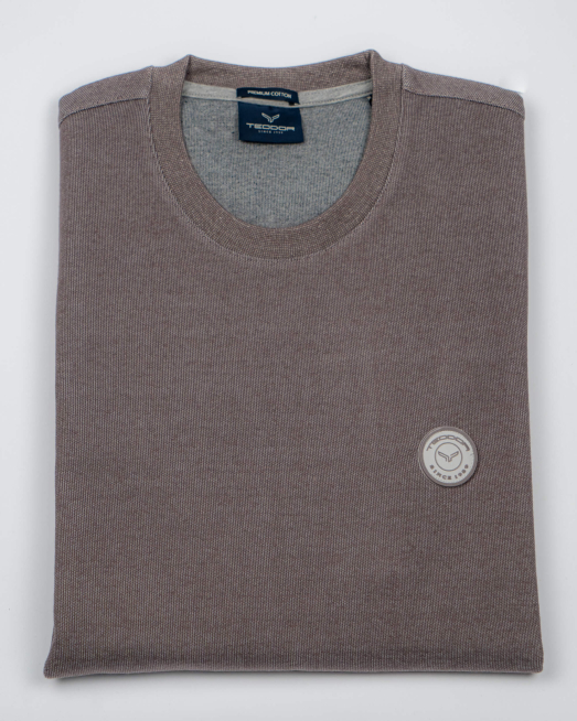 'БЛУЗА С ОБЛО ДЕКОЛТЕ В ЦВЯТ БЕЖОВ МЕЛАНЖ