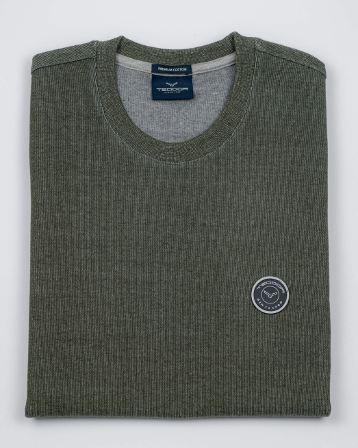 'ЗЕЛЕНА МЕЛАНЖИРАНА БЛУЗА С БАДЖ