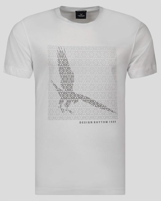 'БЯЛА ТЕНИСКА С РЕЛЕФЕН ПРИНТ ОТ PREMIUM ПАМУК