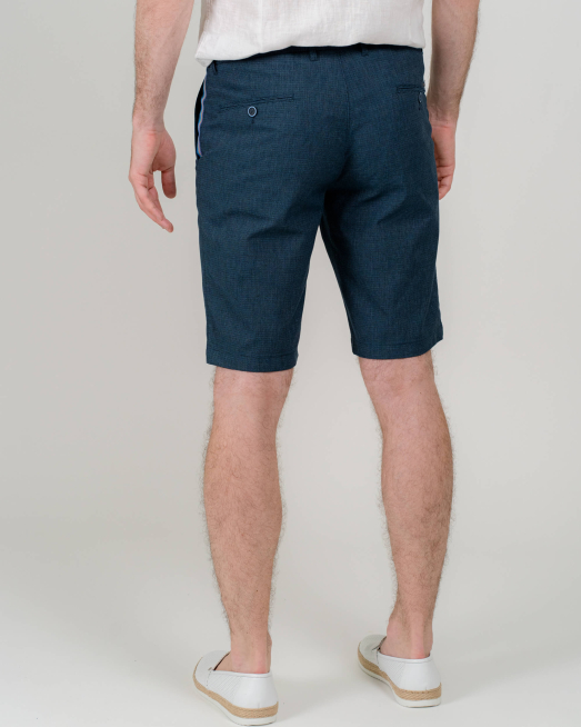 'ТЪМНО СИНИ БЕРМУДИ С УКРАСИТЕЛЕН ШИРИТ