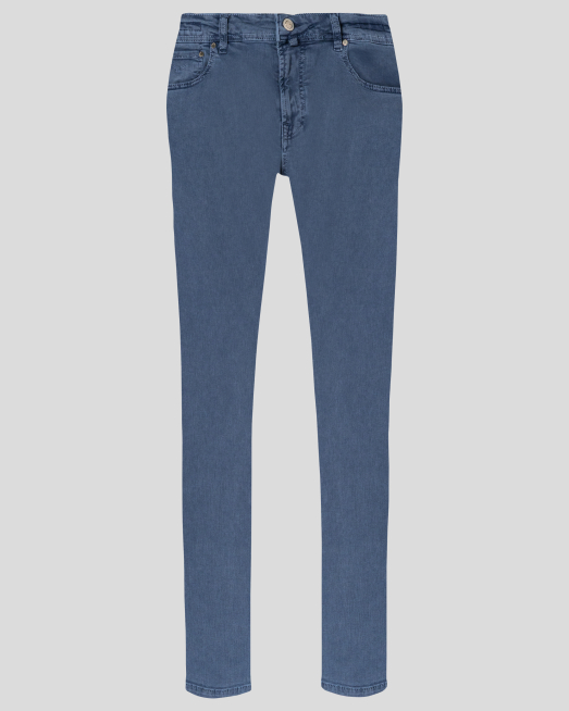 ' ПАНТАЛОН 5 ДЖОБА С ЕФЕКТНО БАГРЕНЕ В ДЕНИМ СИН ЦВЯТ