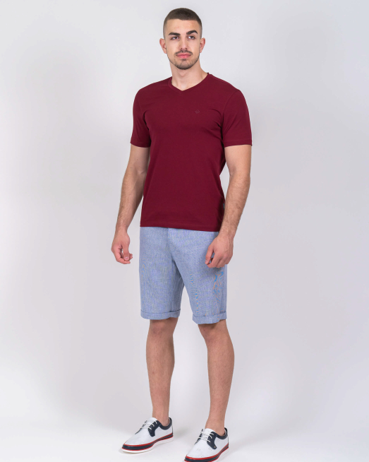 'БОРДО ТЕНИСКА СЪС ШПИЦ ДЕКОЛТЕ И ЛОГО ОТ PREMIUM ПАМУК