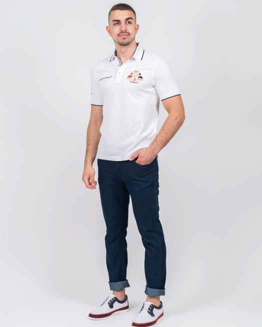 'ТЪМНО СИНИ СВОБОДНИ ДЪНКИ С КОНТРАСТНИ БРОДЕРИИ