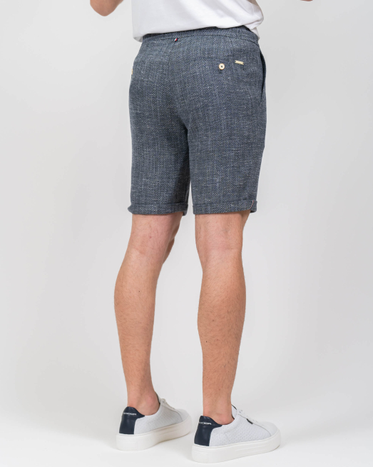 'ТЪМНО СИНИ БЕРМУДИ МЕЛАНЖ В ДЕСЕН РИБЕНА КОСТ