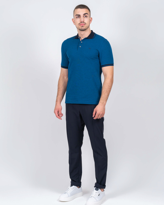 'ТЪМНО СИНЯ ТЕНИСКА МЕЛАНЖ С ДЕСЕНАЦИИ ОТ PREMIUM ПАМУК 