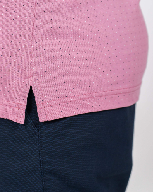 'РОЗОВА ТЕНИСКА НА ТОЧКИ С ДЕСЕНИРАНИ КАНТОВЕ ОТ PREMIUM ПАМУК 