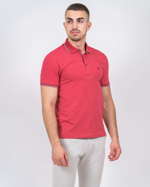 'ТЪМНО РОЗОВА ТЕНИСКА С ЛОГО И ДЕСЕНАЦИИ ОТ PREMIUM  ПАМУК 