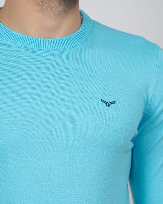 'ПАМУЧЕН ПУЛОВЕР В ЦВЯТ МИНТ С БРОДЕРИЯ ЛОГО