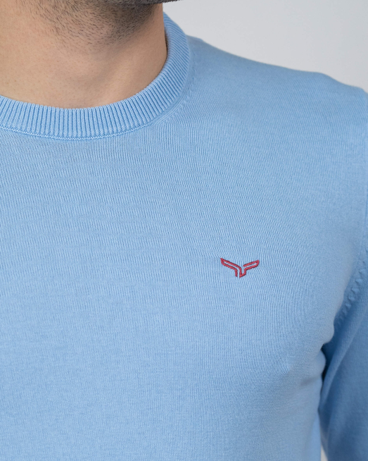 'СВЕТЛО СИН ПАМУЧЕН ПУЛОВЕР С БРОДЕРИЯ ЛОГО