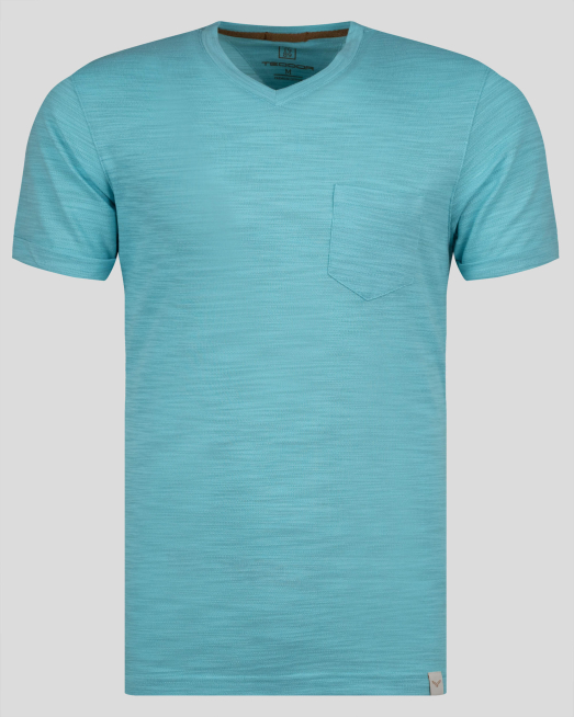 'ШПИЦ ТЕНИСКА В ЦВЯТ МИНТ С ЛЕНЕН ЕФЕКТ И ДЖОБ