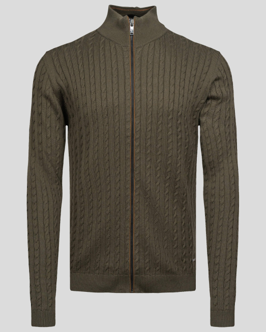 'ЖИЛЕТКА С ПЛЕТКА ОСМОРКА ОТ PREMIUM ПАМУК В ЦВЯТ КАКИ