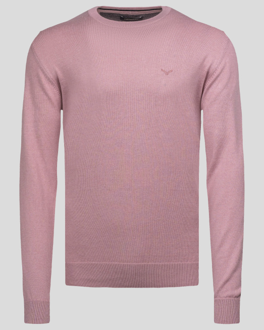 'РОЗОВ  ПУЛОВЕР С ОБЛО ДЕКОЛТЕ И БРОДЕРИЯ ЛОГО