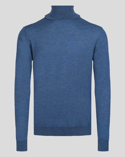 'ФИНО ПОЛО ОТ 100% МЕРИНОСОВА ВЪЛНА "ZEGNA BARUFFA"  В ДЕНИМ СИН ЦВЯТ 