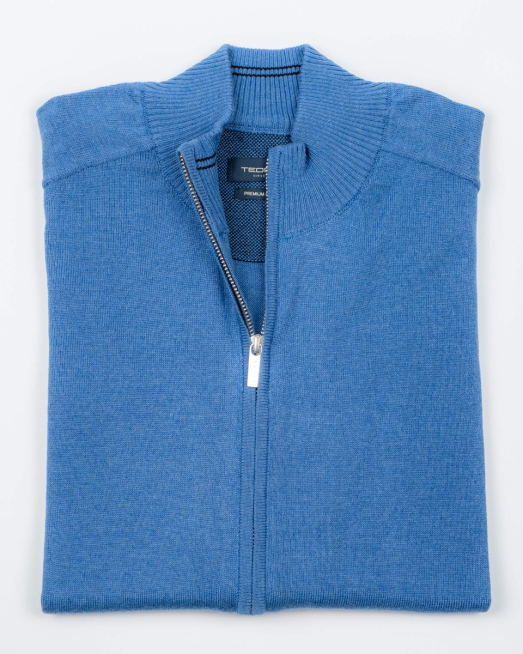 'СИНЯ ПАМУЧНА ЖИЛЕТКА РЕГЛАН РЪКАВ