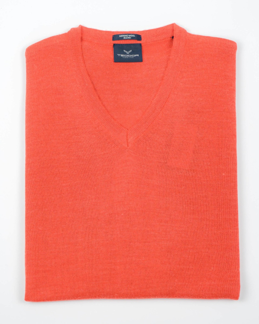 'ПУЛОВЕР ОТ ФИНА ВЪЛНА МЕРИНО В ЦВЯТ КОРАЛ