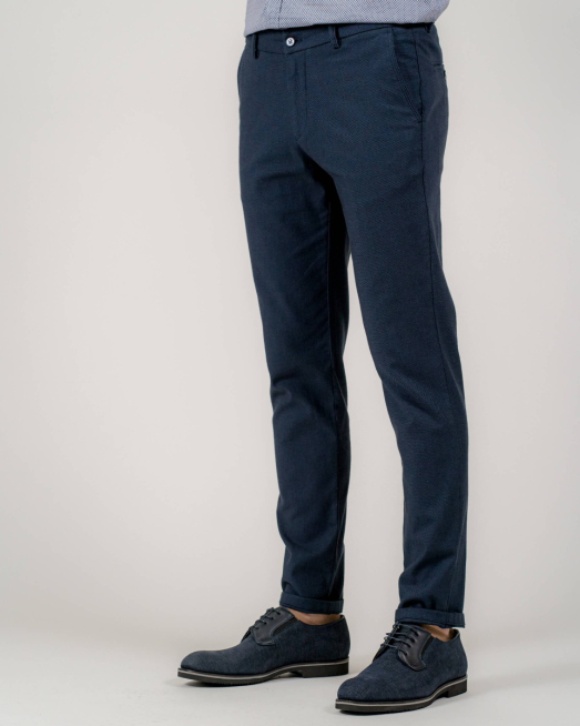 'СТРУКТУРЕН ПАНТАЛОН С ИТАЛИАНСКИ ДЖОБ В СИН ЦВЯТ