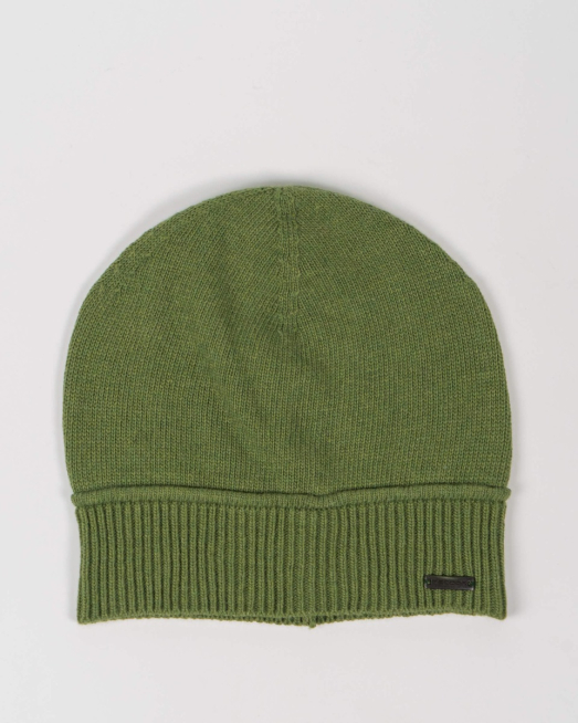 'ЯРКО ЗЕЛЕНА ПЛЕТЕНА ШАПКА ОТ ВЪЛНА И КАШМИР С АКСЕСОАР ЛОГО