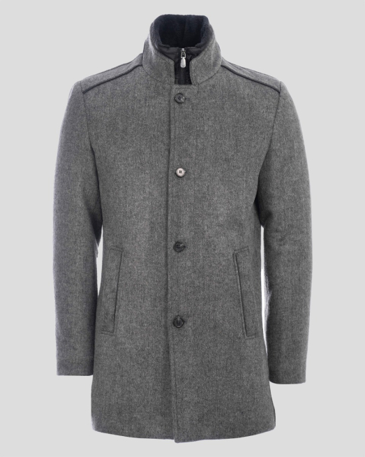 'СИВО ПАЛТО ОТ ВЪЛНА И КАШМИР С ПОДВИЖЕН ЕЛЕК