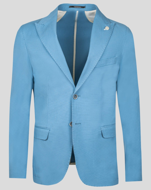 'СВЕТЛО СИН ЕЖЕДНЕВЕН КОСТЮМ В СИТНА СТРУКТУРА ПАНАМА