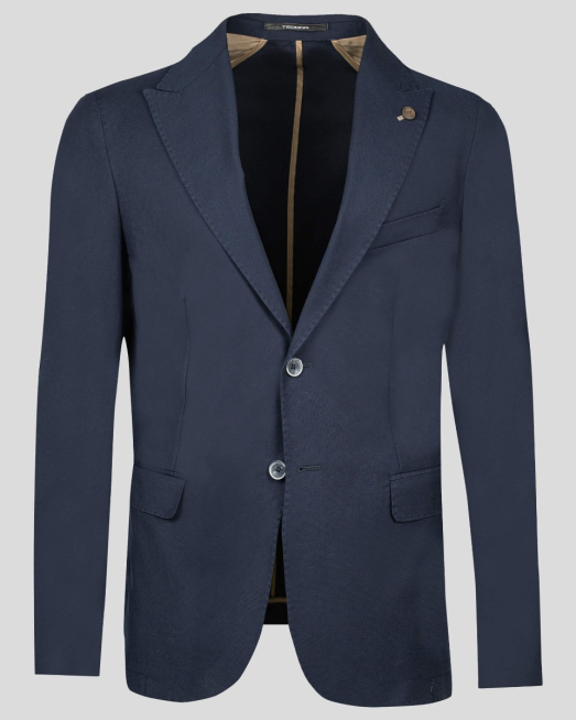 'ТЪМНО СИН ЕЖЕДНЕВЕН КОСТЮМ В СИТНА СТРУКТУРА ПАНАМА