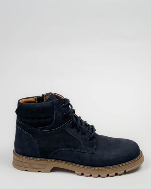 'ТЪМНО СИНИ БОТИ ОТ НАБУК СЪС СТРАНИЧЕН ЦИП И ВРЪЗКИ