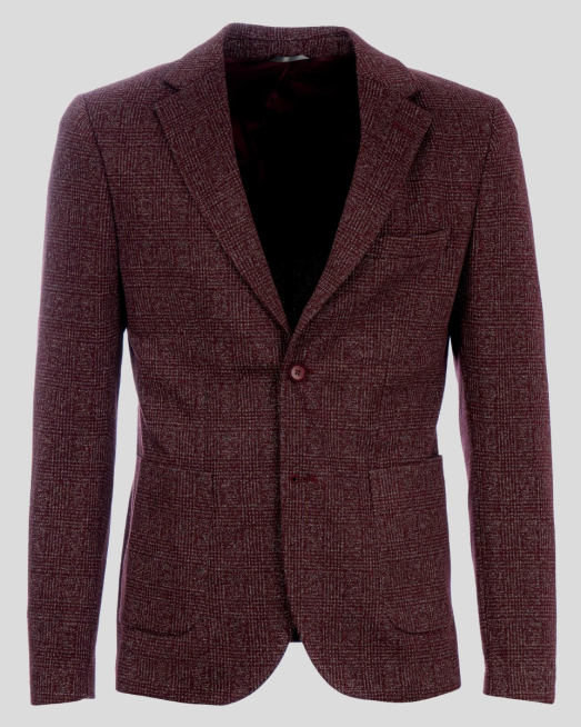 'ТРИКОТАЖНО КАРИРАНО САКО В ЦВЯТ БОРДО