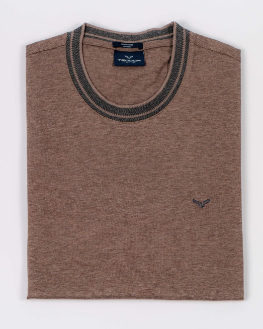 'КАФЯВА ТРИКОТАЖНА БЛУЗА С КОНТРАСТНИ ДЕТАЙЛИ