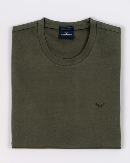 'ЗЕЛЕНА ТРИКОТАЖНА БЛУЗА ОТ МЕРСЕРИЗИРАН ПАМУК С ОБЛО ДЕКОЛТЕ