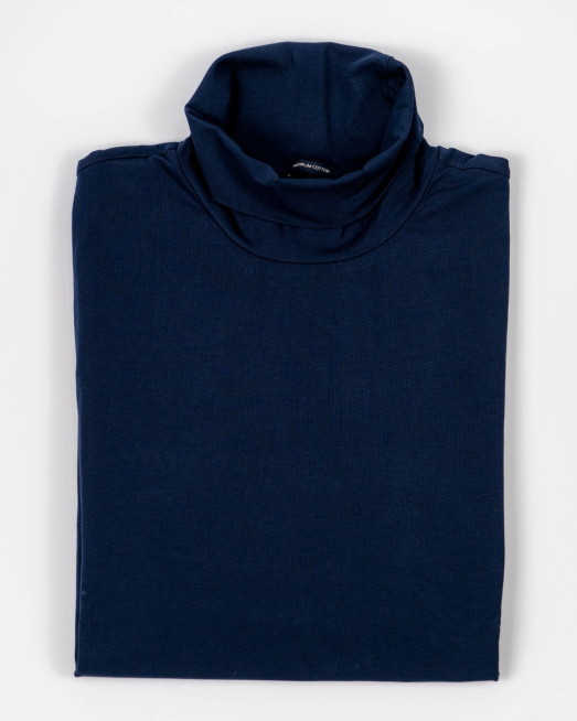 'ТЪМНО СИНЬО ТРИКОТАЖНО ПОЛО ОТ ПАМУК С ЕЛАСТАН