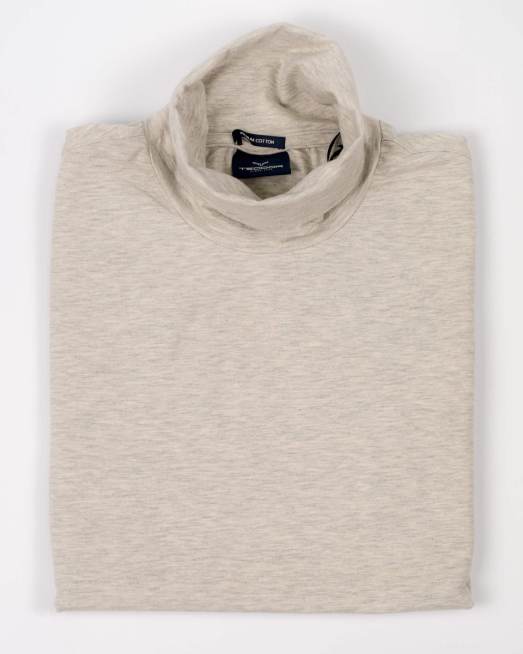 'ТРИКОТАЖНО ПОЛО ОТ ПАМУК С ЕЛАСТАН В СВЕТЛО СИВ МЕЛАНЖ