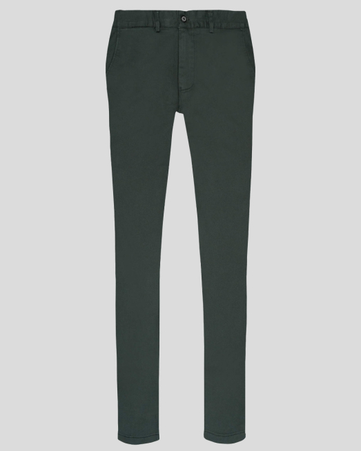 'ЗЕЛЕН ПАНТАЛОН С ИТАЛИАНСКИ ДЖОБ ОТ ПАМУЧЕН ГАБАРДИН С ЕЛАСТАН