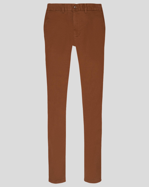 'ВТАЛЕН ПАНТАЛОН ОТ ПАМУЧЕН ГАБАРДИН В ЦВЯТ ОХРА